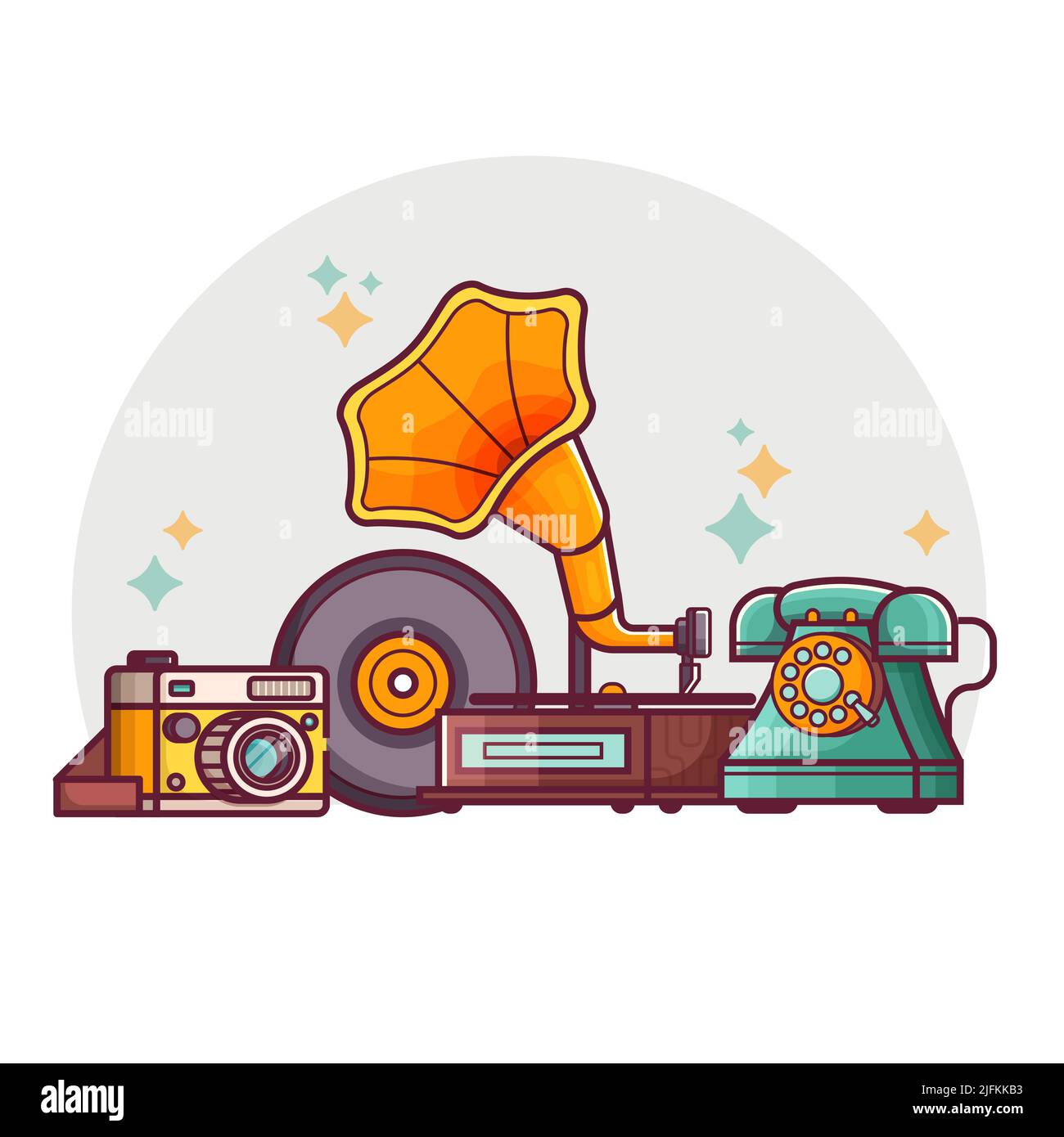 Vintage Things and Objects Flea Market Banner Stock Vector