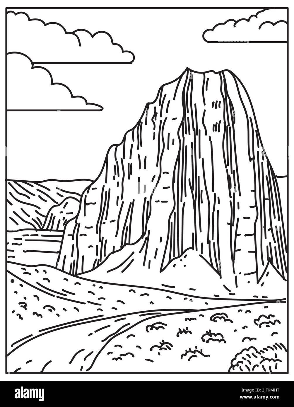 Mono line illustration of Cathedral Valley Loop of Capitol Reef ...