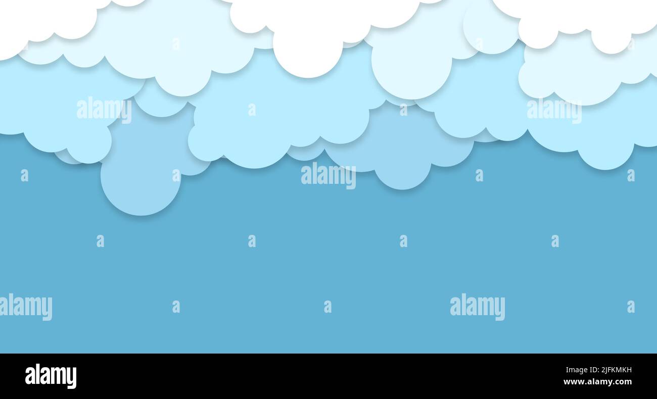 White clouds on blue sky background. Vector paper clouds. White Cloud ...