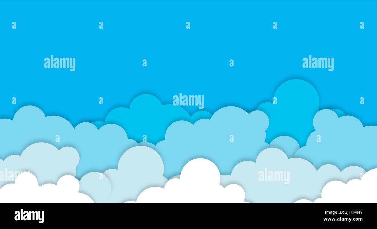 White clouds on blue sky background. Vector paper clouds. White Cloud ...