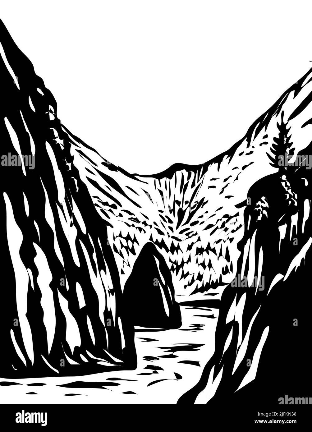 WPA poster monochrome art of Kenai Fjords National Park located on the