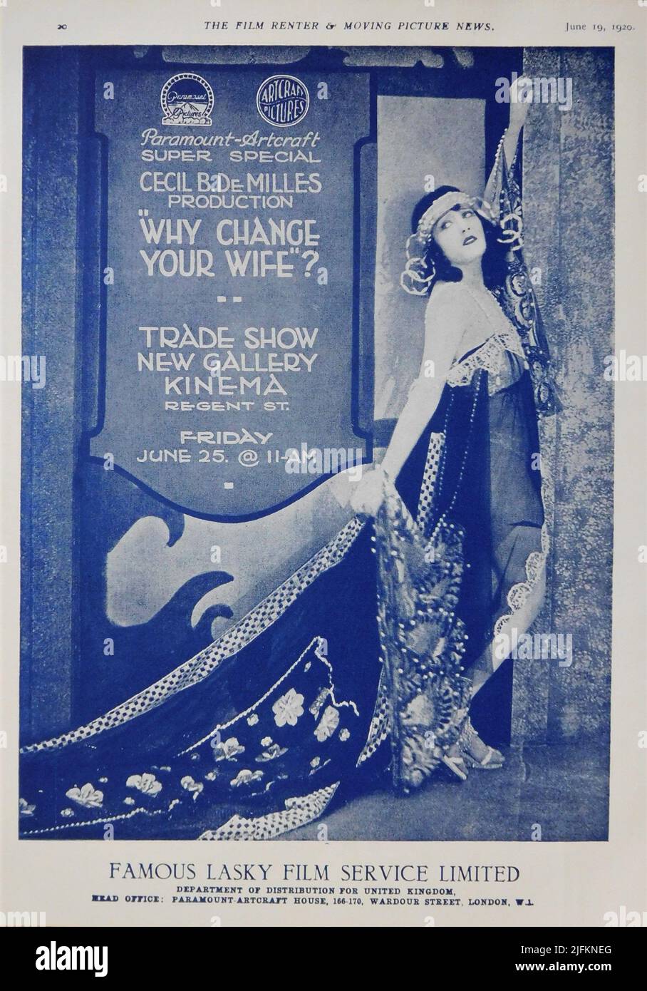 GLORIA SWANSON in WHY CHANGE YOUR WIFE ? 1920 director producer CECIL B. DeMILLE story William C. de Mille costume design Natacha Rambova and Clare West Famous Players- Lasky Corporation / Paramount Pictures Stock Photo