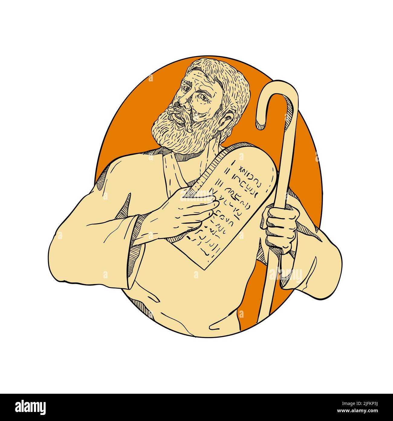 Prophet Moses Ten Commandments Drawing Color Stock Photo - Alamy