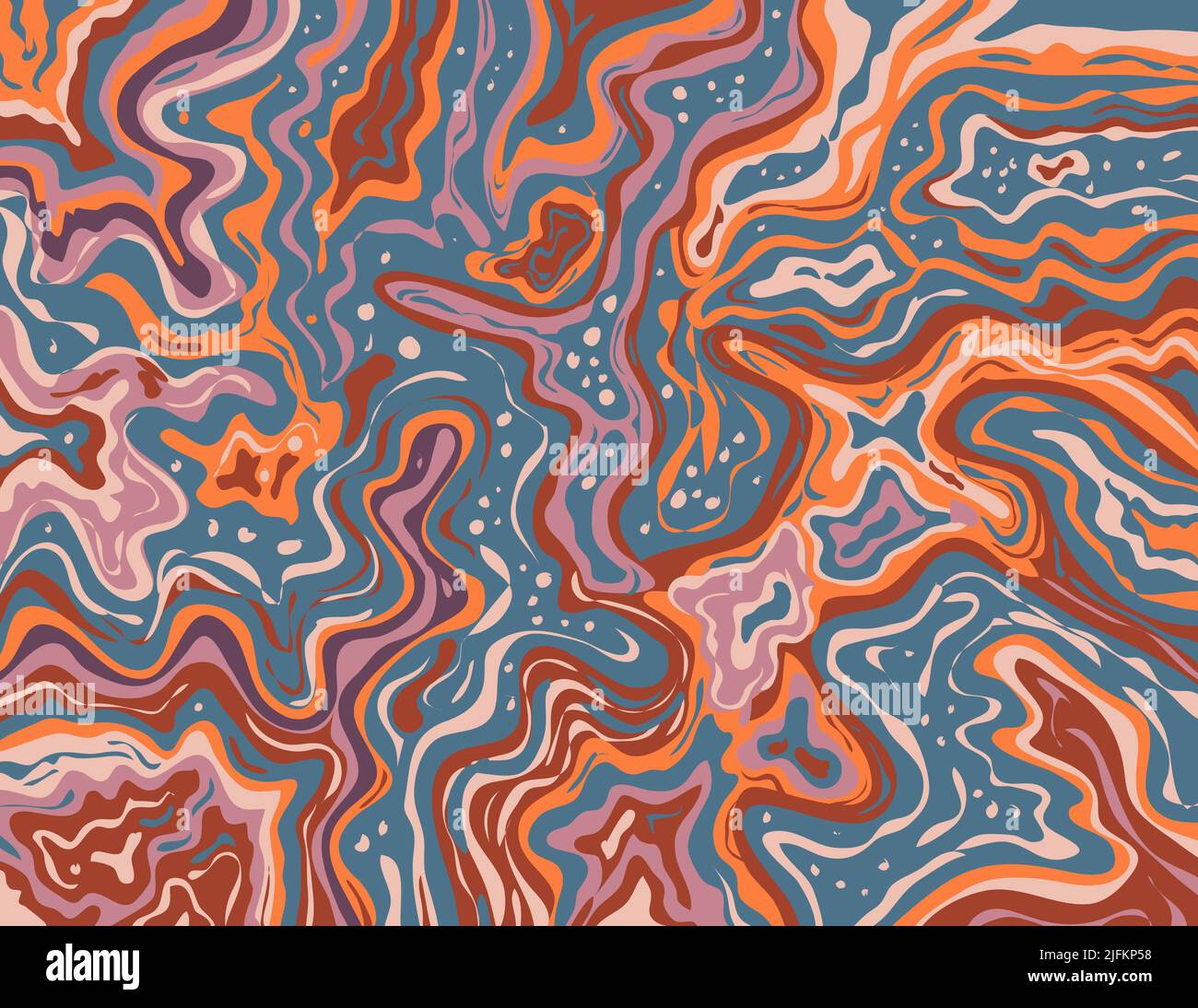 Digital marbling or inkscape illustration of an abstract swirling,psychedelic, liquid marble and simulated marbling in the style of Suminagashi Stock Photo