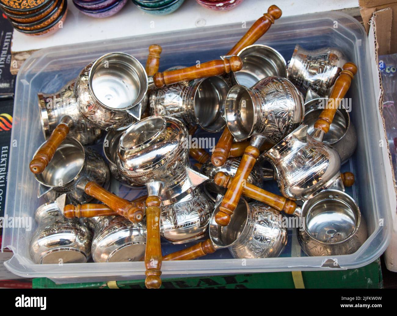Turkish coffee pots made in a traditional style Stock Photo Alamy
