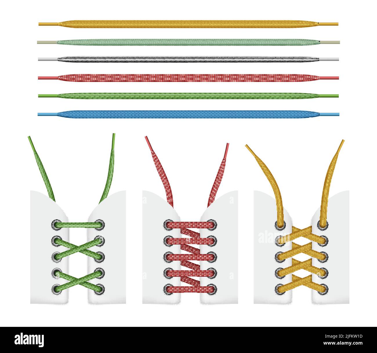 Textile shoelace. Colorful collection of fashioned shoelaces ropes