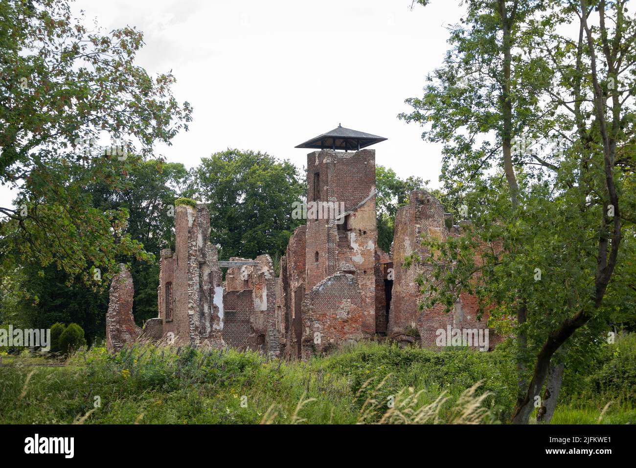 Medieval ruined castle 'Bleijenbeek' in the Netherlands, bombed by the RAF during WW2 Stock Photo