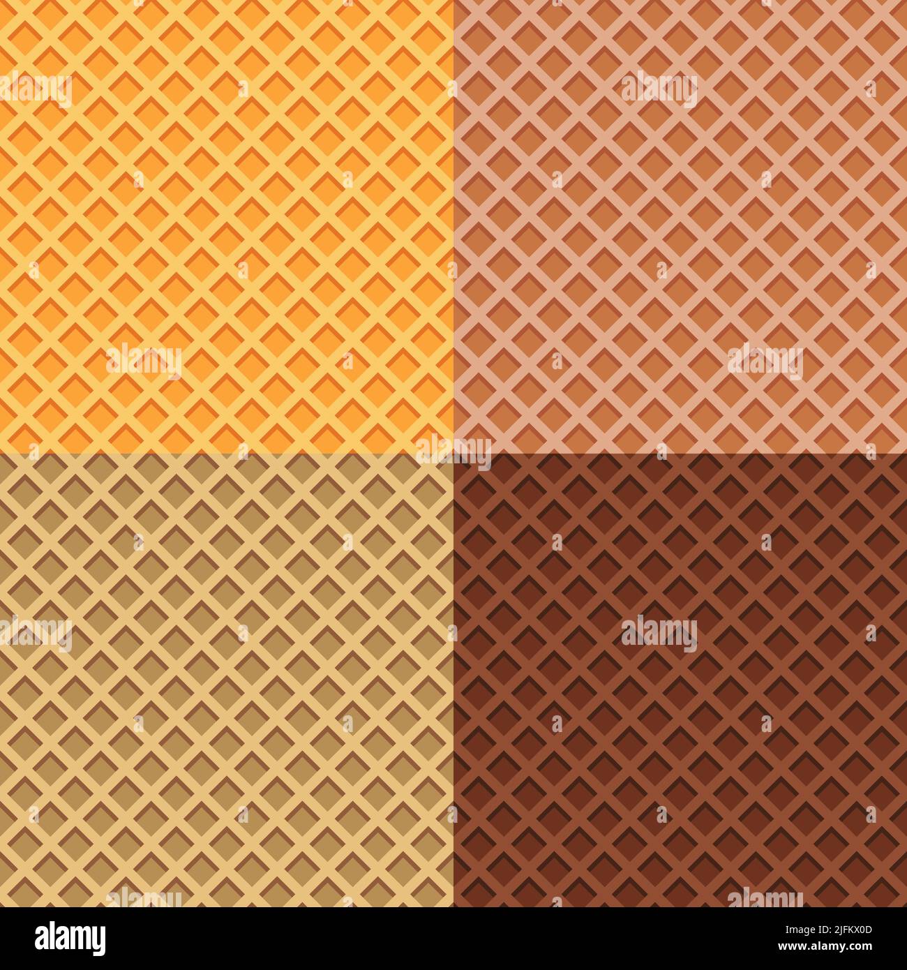 Waffle Set Pattern Ice Cream Cone Vector Texture Sweet Dessert Wafer