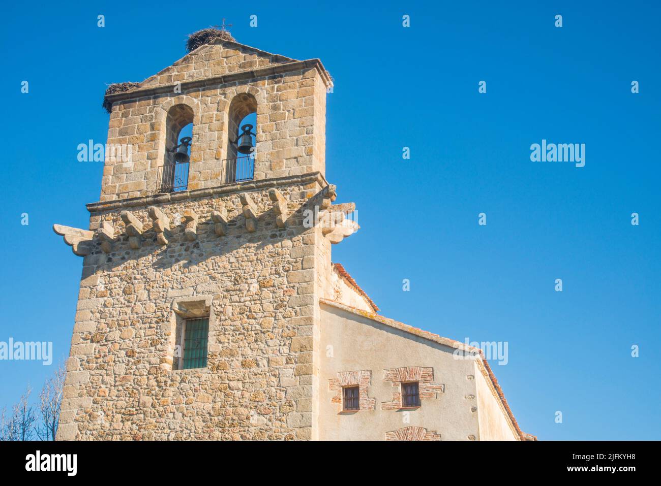 Steeple of Santo Domingo de Silos church. Santo Domingo de Piron, Segovia province, Castilla Leon, Spain. Stock Photo
