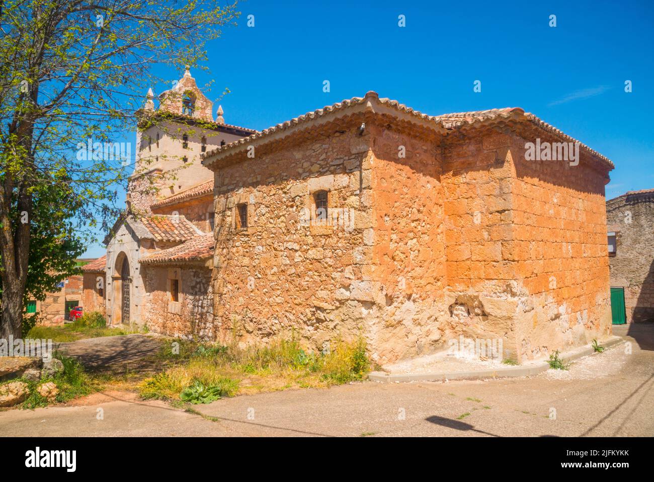 Church. Torraño, Soria province, Castilla Leon, Spain. Stock Photo