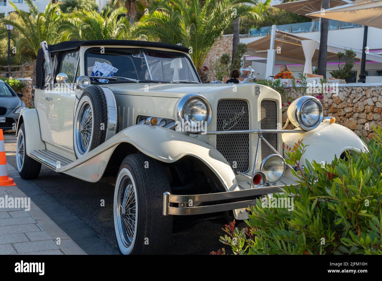 Cala d'Or, Spain; june 25 2022 Vintage white Beauford car, parked in