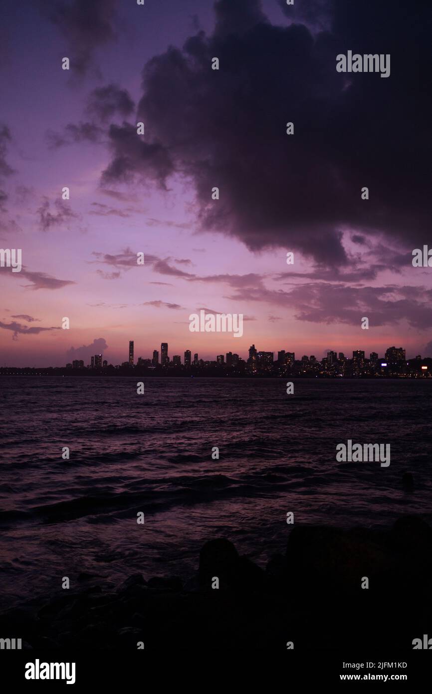 after sunset view from marine drive Mumbai Stock Photo