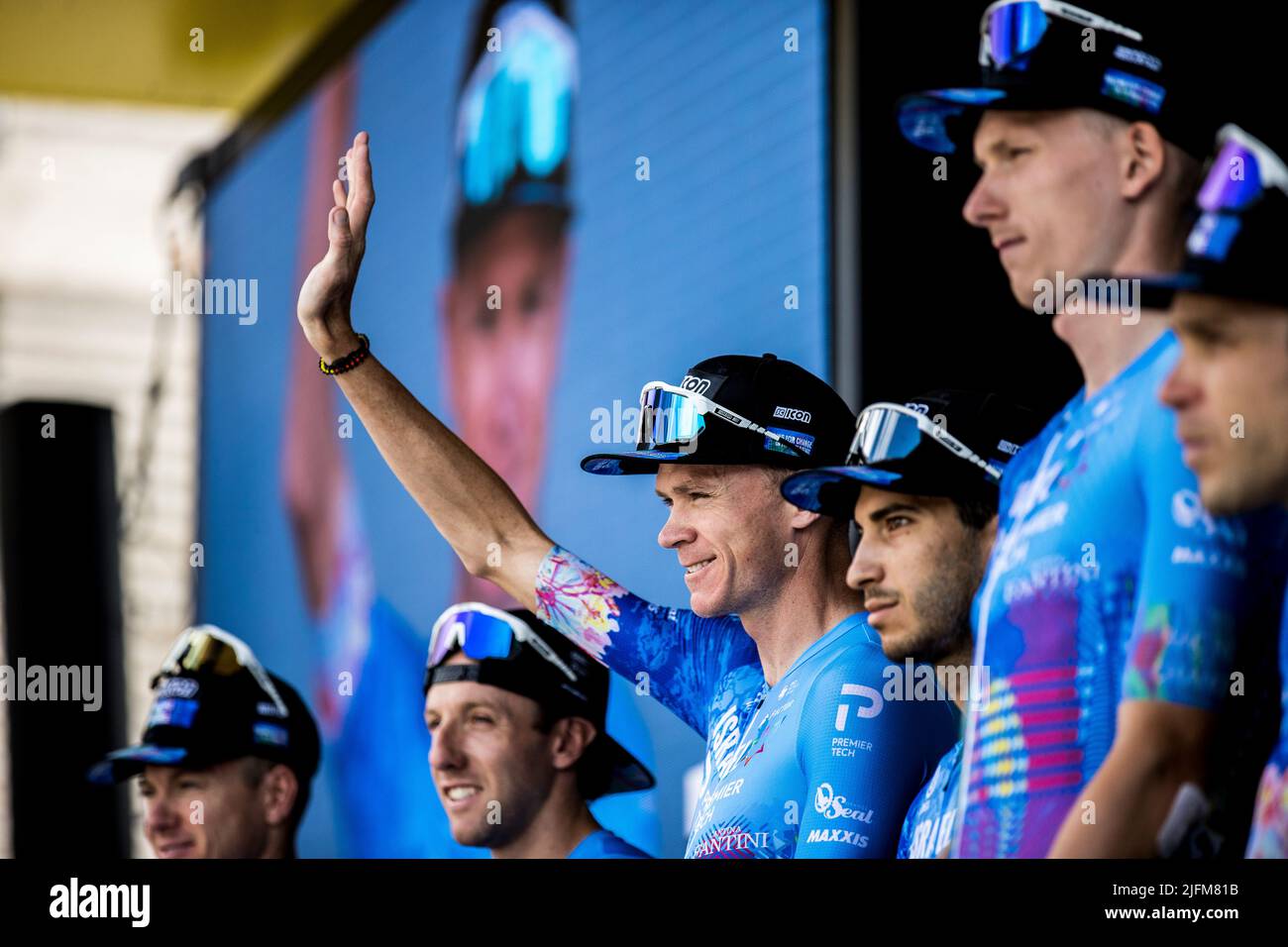 Vejle, Denmark. 03rd July, 2022. Chris Froome and the riders from