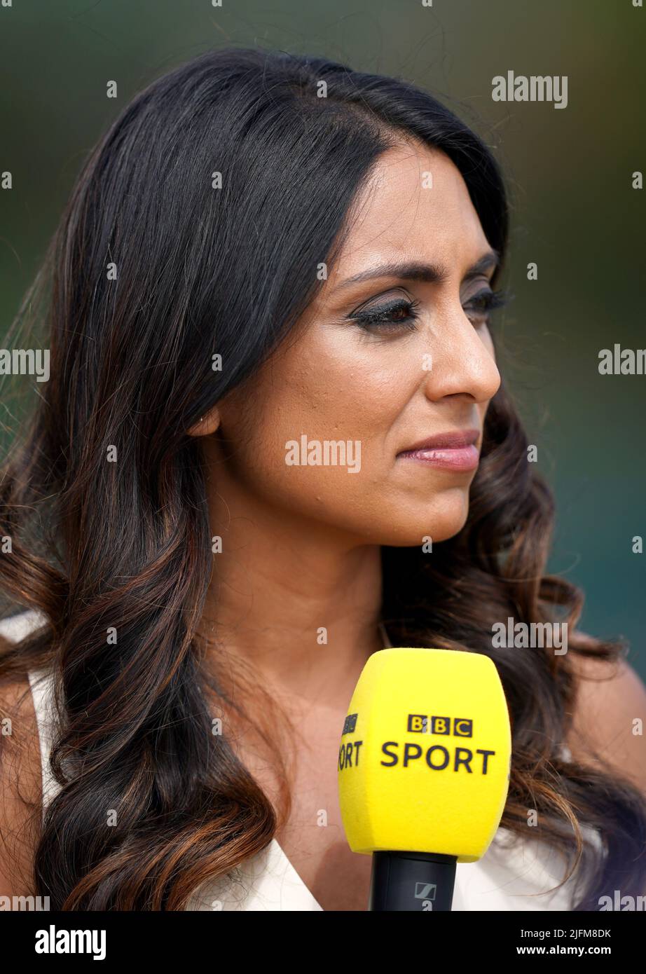 BBC Presenter Isa Guha on day eight of the 2022 Wimbledon Championships