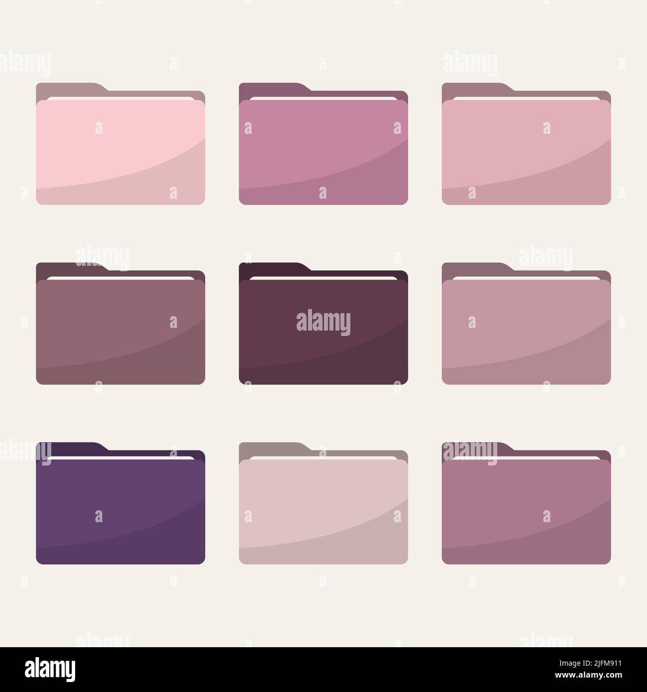 Folder icons set. All type of document, file formats vector illustration symbols collection