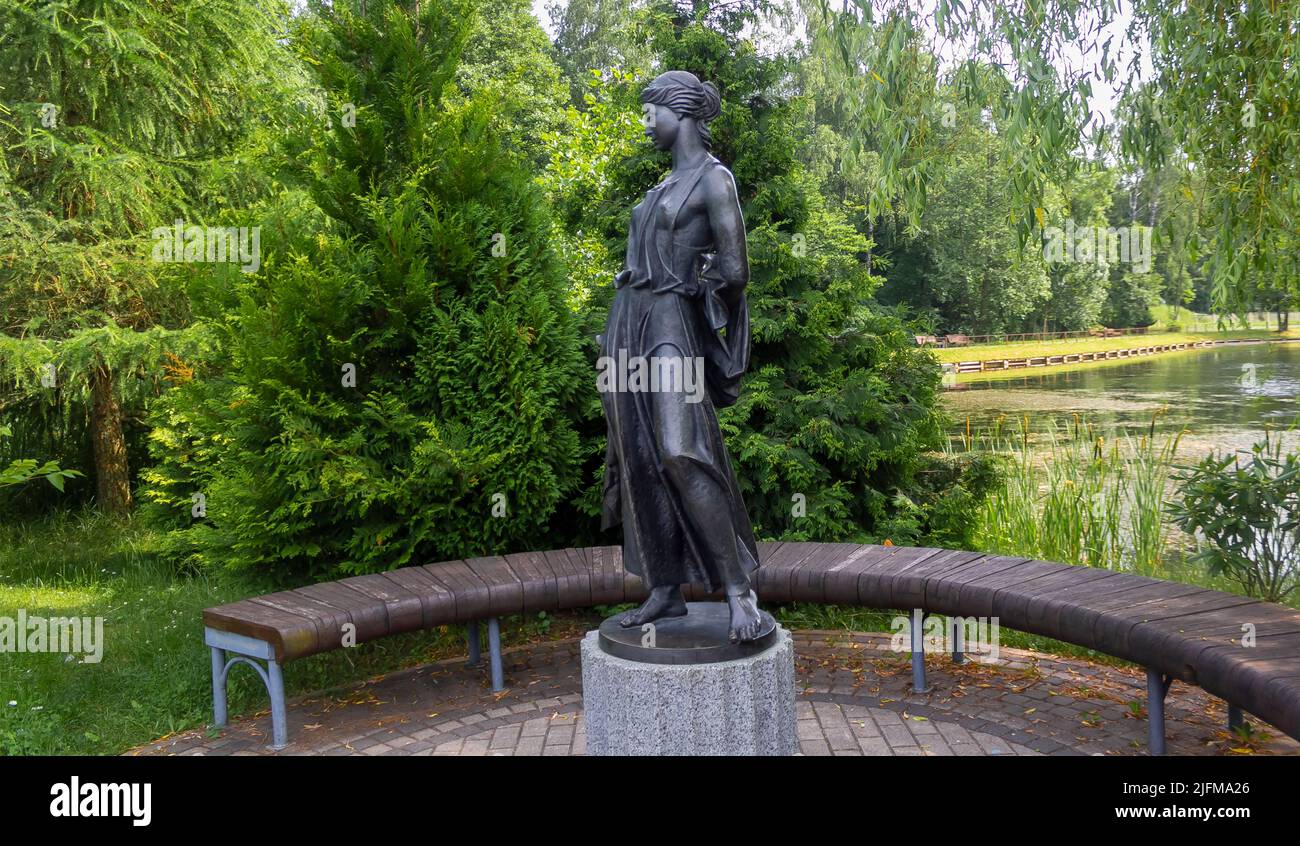 statue of the goddess of fertility in the Botanical Garden. Minsk, June 30, 2022 Stock Photo