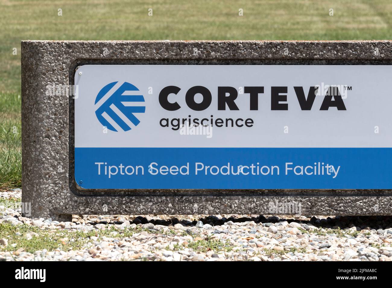 Tipton - Circa July 2022: Corteva Agriscience Seed production and Quality facility. Along with Pioneer Hi-Bred, Corteva was spun off of DowDuPont. Stock Photo