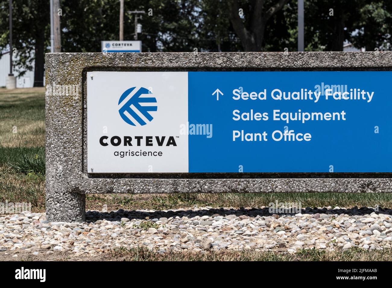 Tipton - Circa July 2022: Corteva Agriscience Seed production and Quality facility. Along with Pioneer Hi-Bred, Corteva was spun off of DowDuPont. Stock Photo