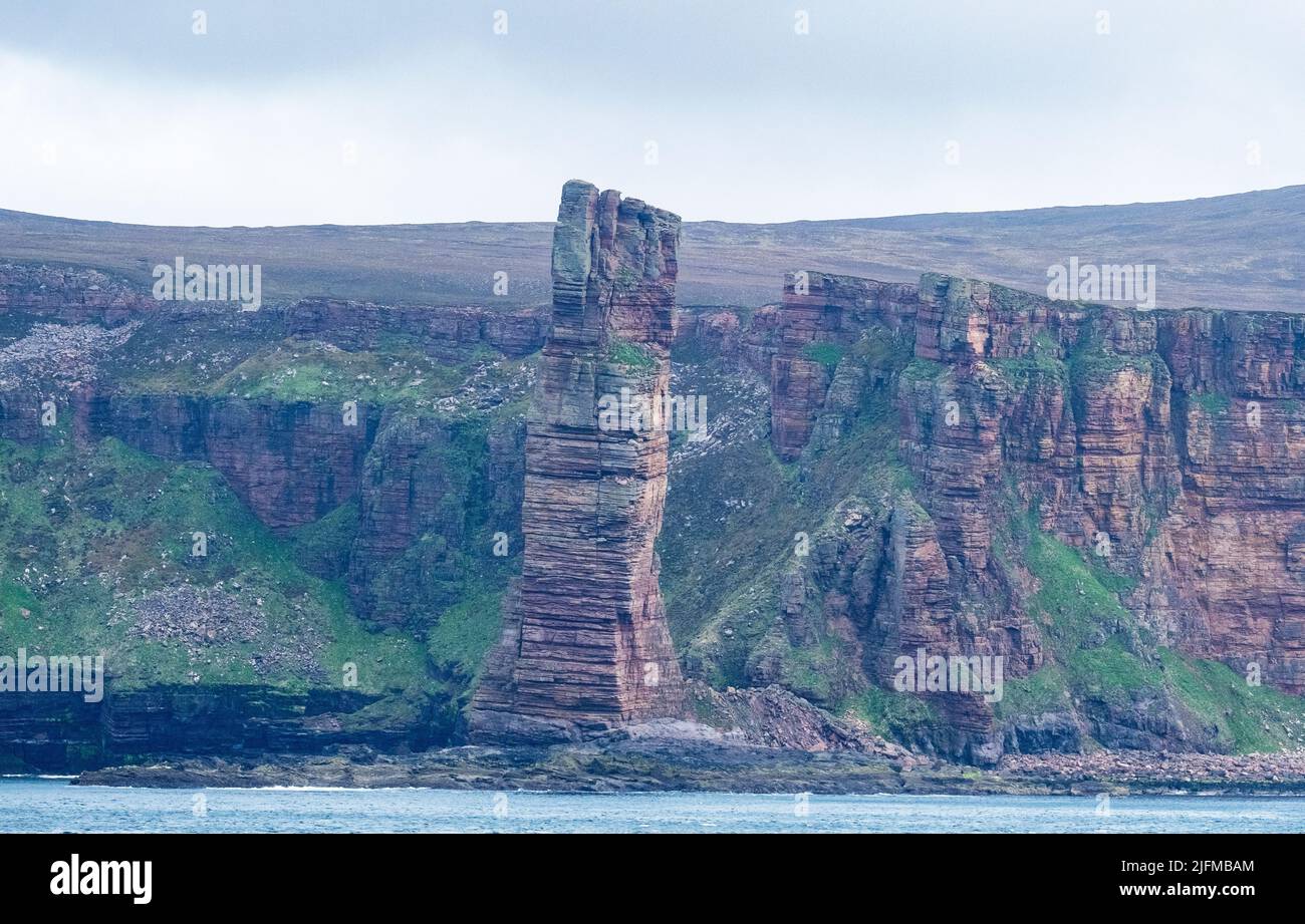 The Old Man of Hoy, red sandstone sea stack on the Island of Hoy, Orkney Islands, Scotland. Stock Photo