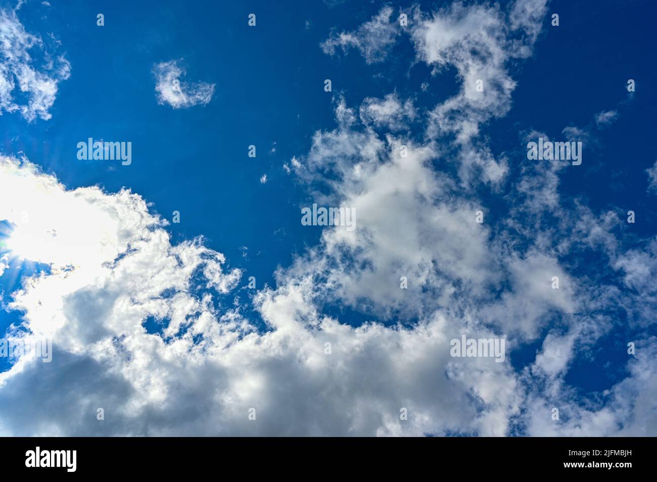 background of white and grey clouds in the sky Stock Photo