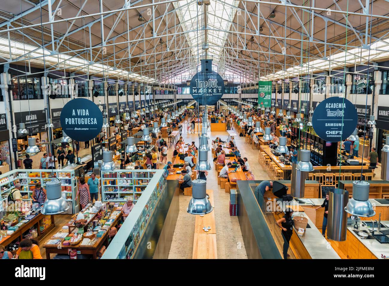 Mercado da Ribeira, Food Court, Cais de Sodre, Lisbon, Portugal Stock Photo
