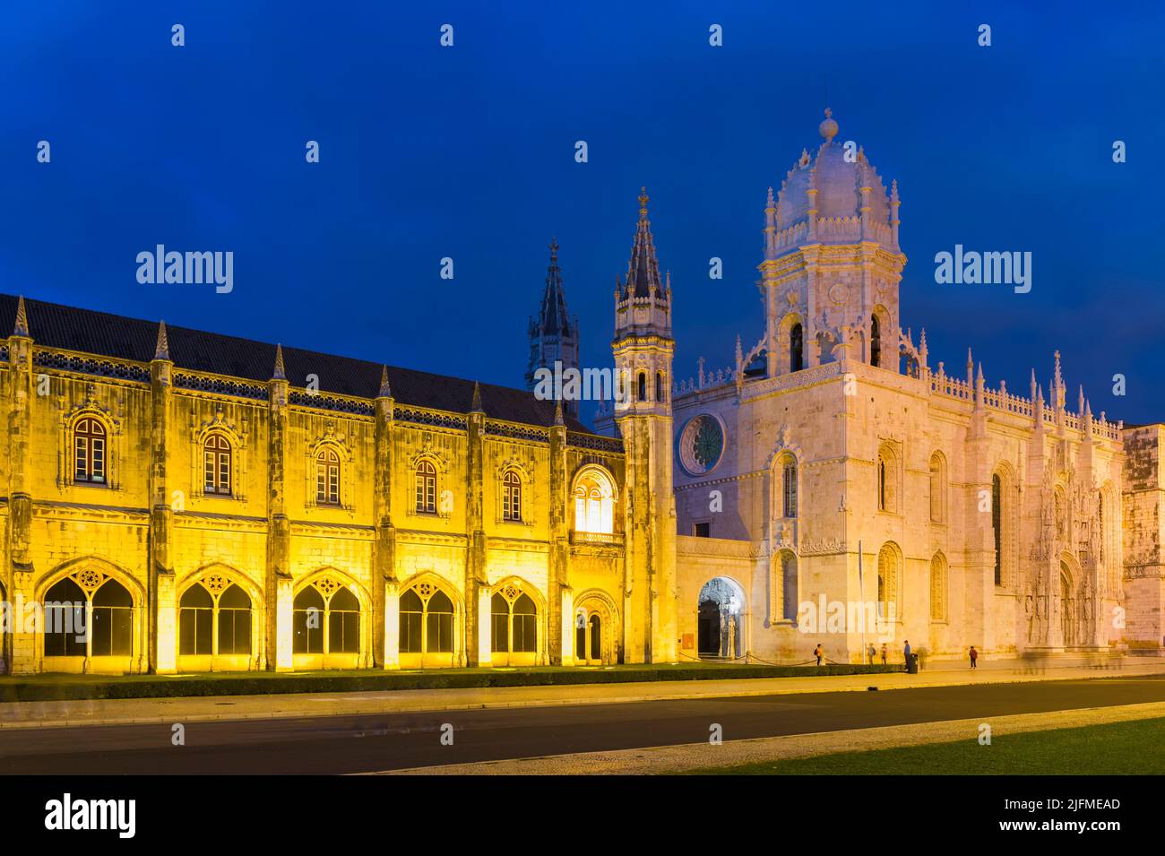 Mosteiro dos Jeronimos, Monastery of the Hieronymites at sunset, Unesco World Heritage Site, Belem district, Lisbon, Portugal Stock Photo