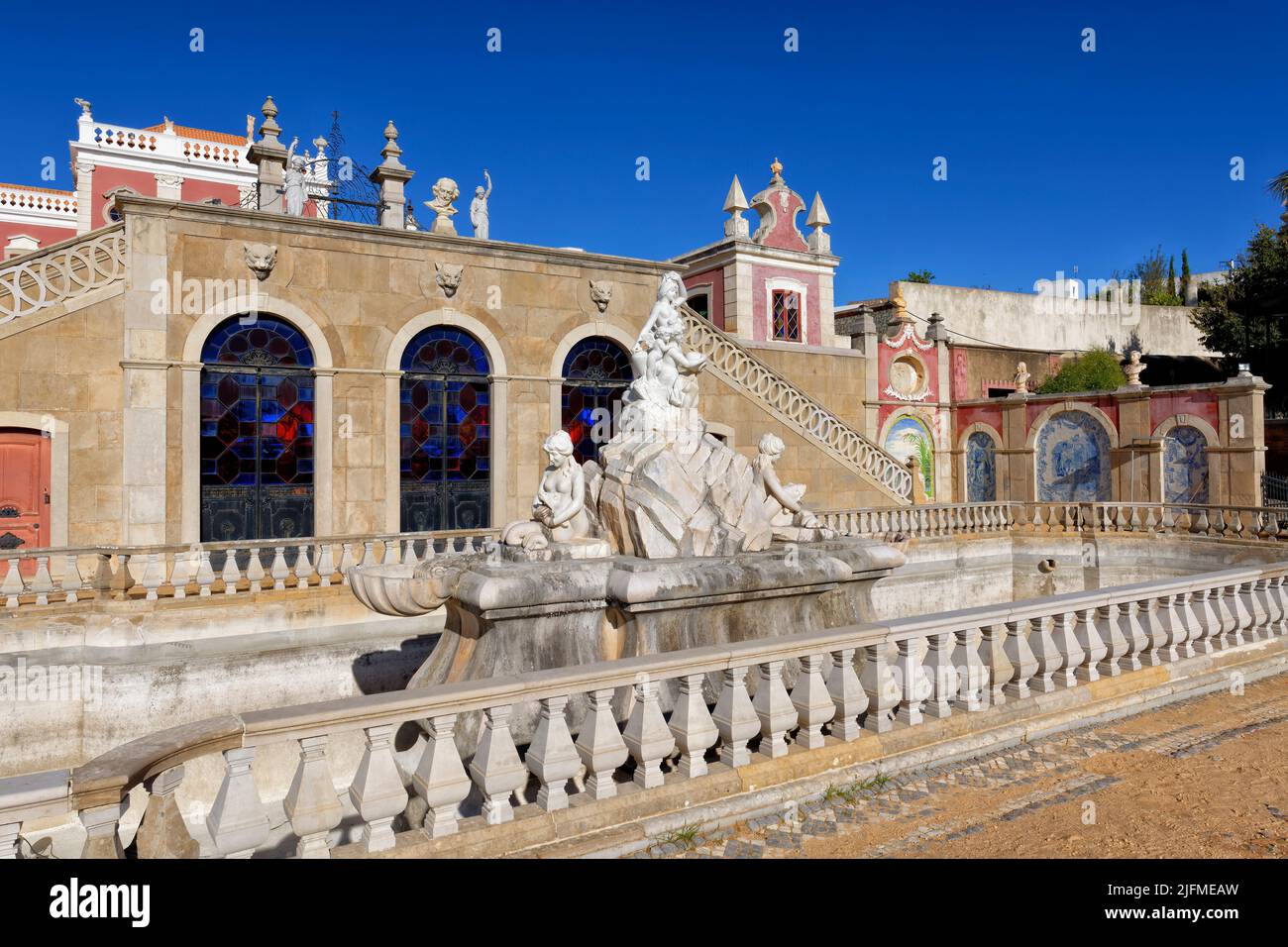 Fountain in Estoi Palace garden, Estoi, Loule, Faro district, Algarve, Portugal Stock Photo