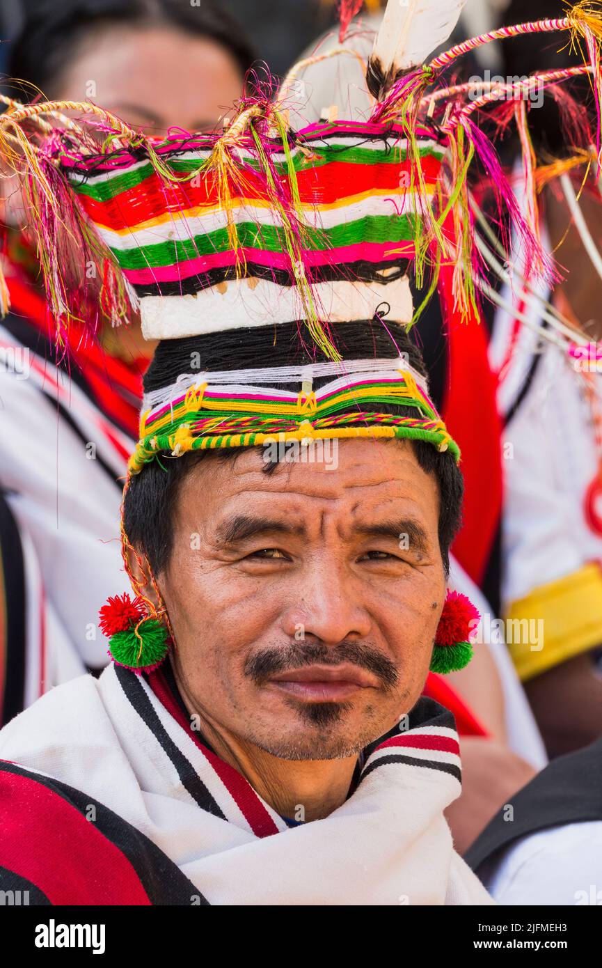 Tribes man at the Hornbill Festival, Kohima, Nagaland, India Stock Photo