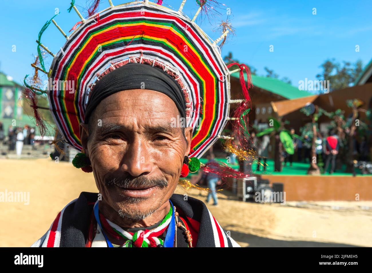 Tribes men at the Hornbill Festival, Kohima, Nagaland, India Stock