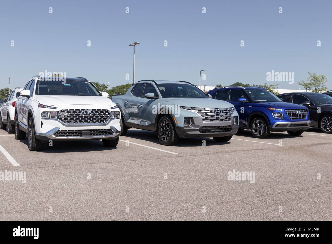 Avon - Circa July 2022: Hyundai Santa Fe, Santa Cruz and Venue display ...