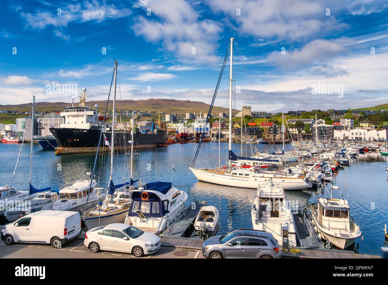 Torshavn old harbor in the Faroe Islands Stock Photo