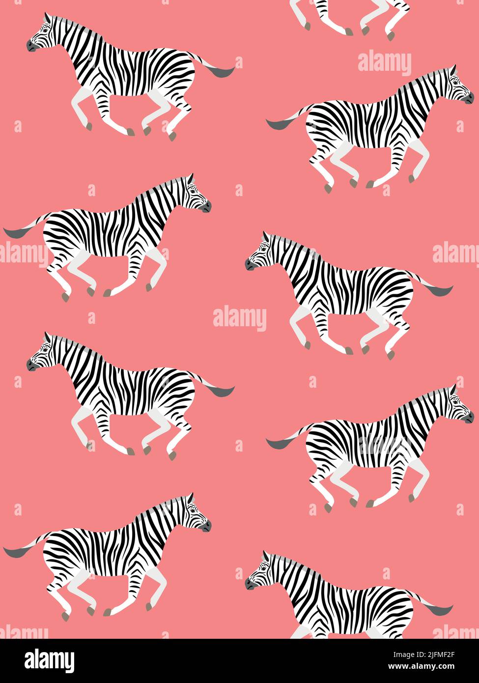Vector seamless pattern of hand drawn flat running zebra isolated on ...