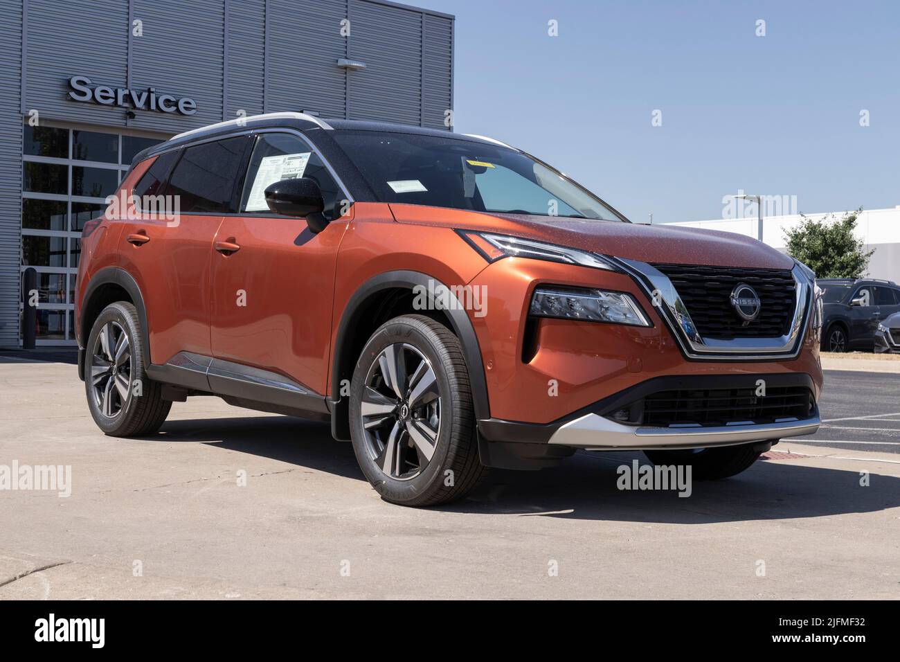 Avon - Circa July 2022: Nissan Rogue display. Nissan offers the Rogue in S, SV, SL and Premium models. Stock Photo
