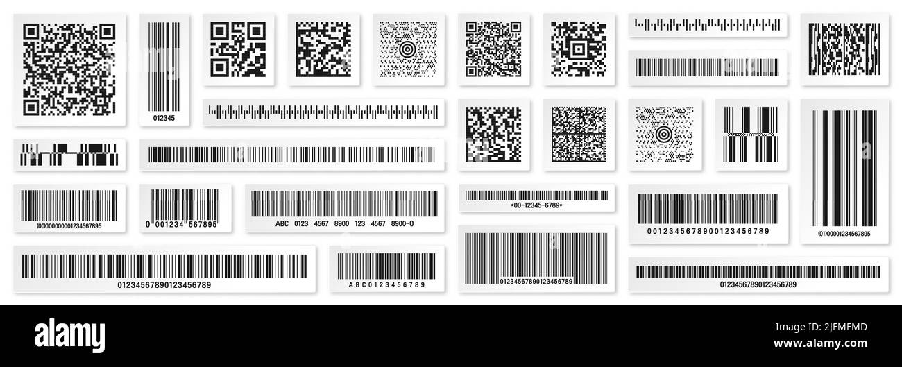 Set of product barcodes and QR codes. Identification tracking code