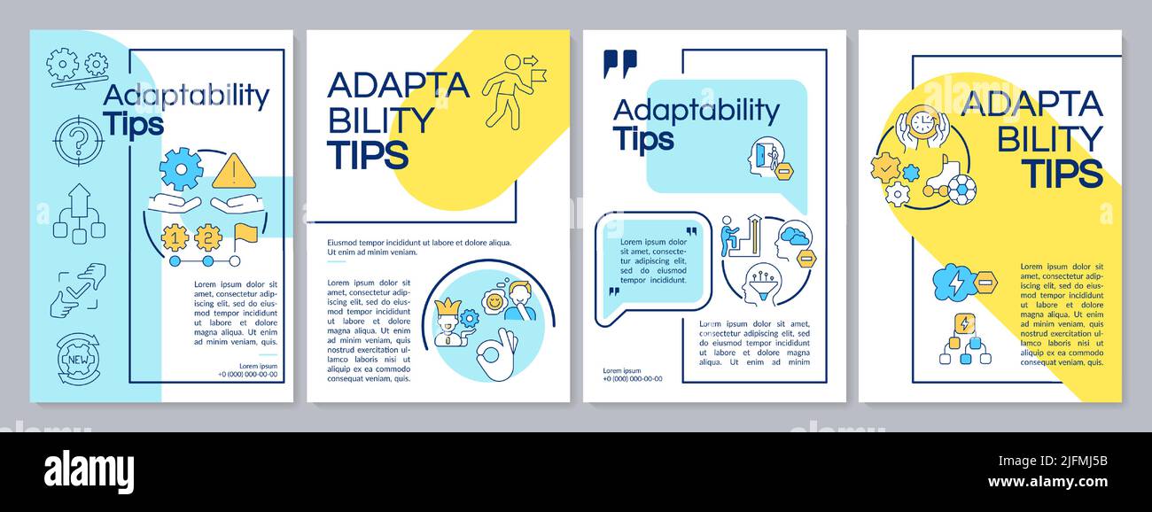 Adaptability tips blue and yellow brochure template Stock Vector Image ...