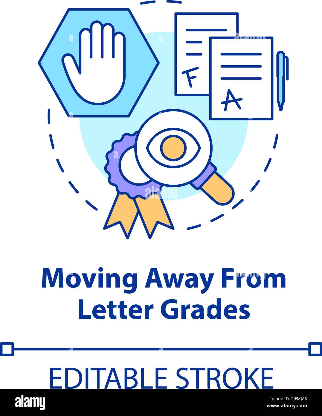 Moving away from letter grades concept icon Stock Vector