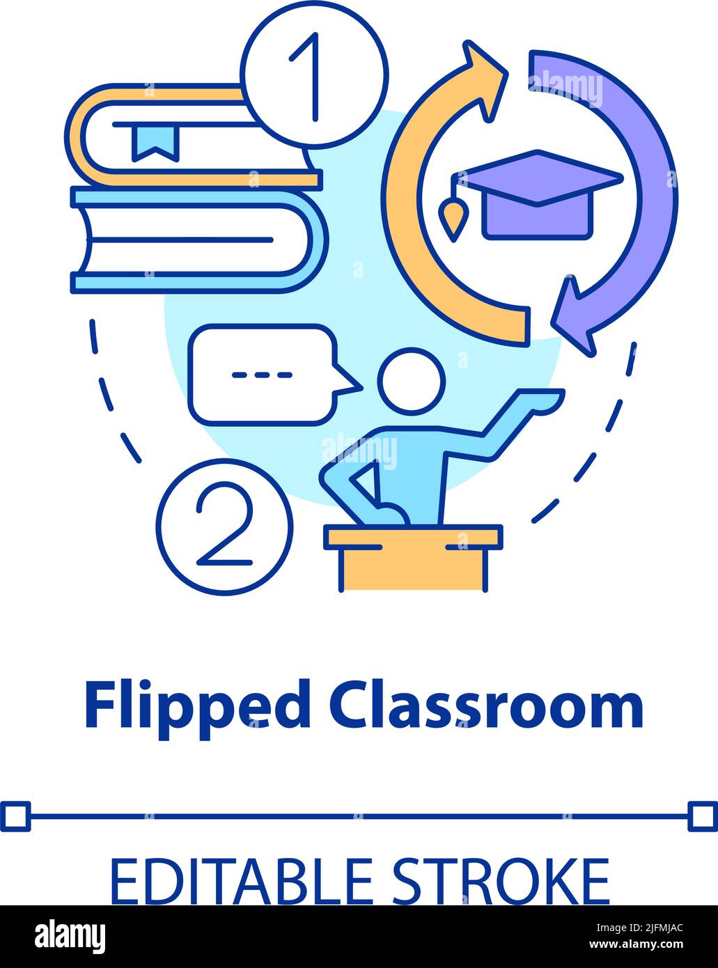 Flipped classroom concept icon Stock Vector