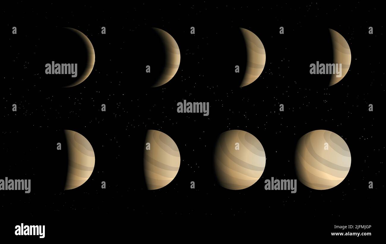 different phases of planet eclipse in set Stock Vector