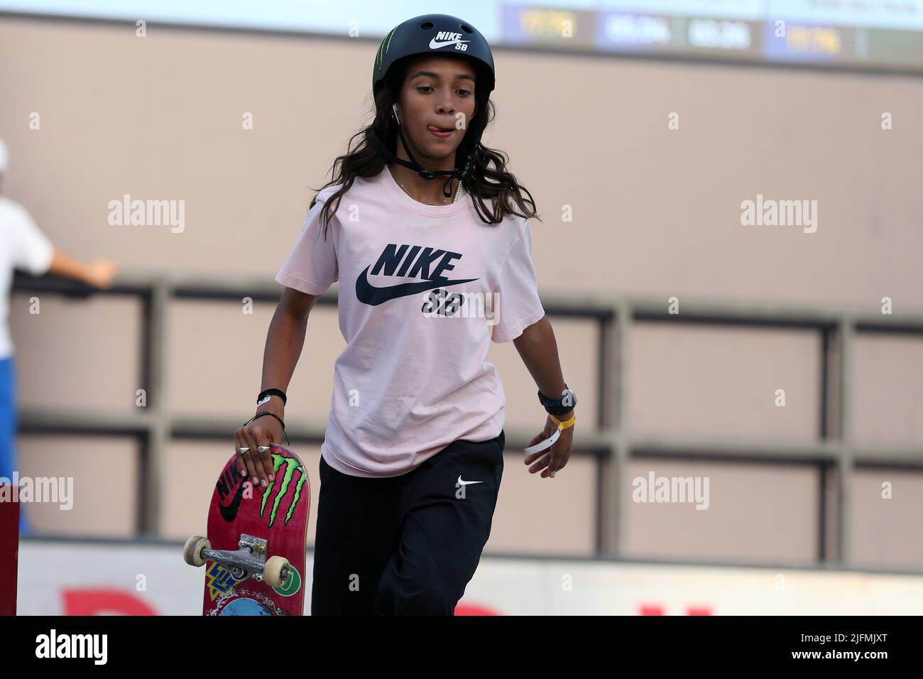 Rome, Italy. 03rd July, 2022. Rayssa Leal (BRA) during the women's final of  the World Street Skateboarding Rome 2022 at Colle Oppio skatepark, on July  3, 2022 in Rome, Italy. (Photo by