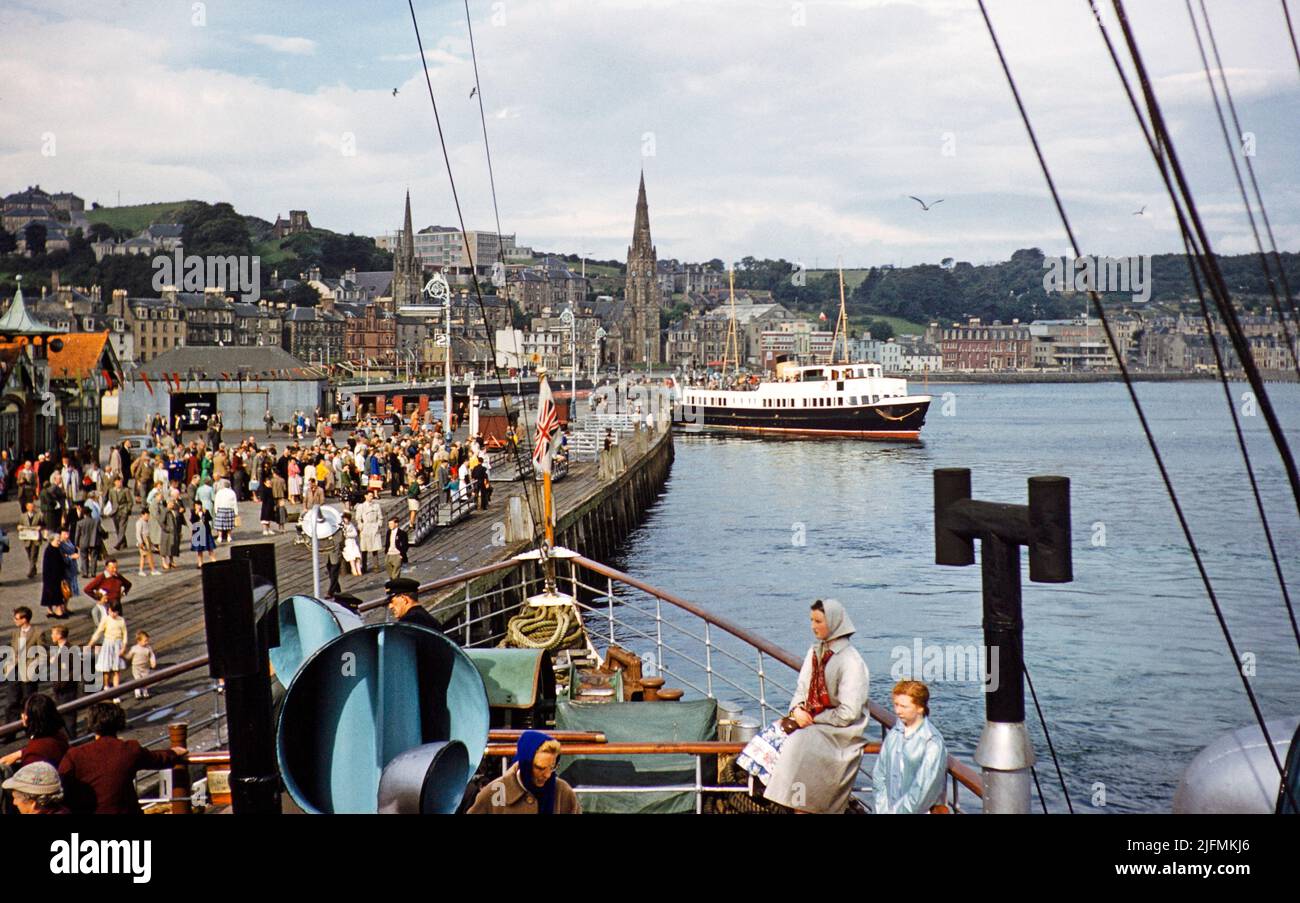 Ferry terminal quayside, Rothesay, Isle of Bute, Scotland, UK, early 1960s Stock Photo