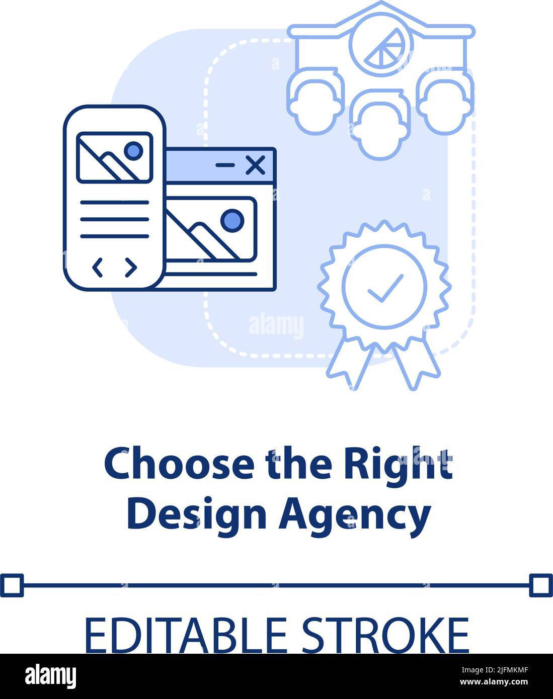 Choose right design agency light blue concept icon Stock Vector Image ...
