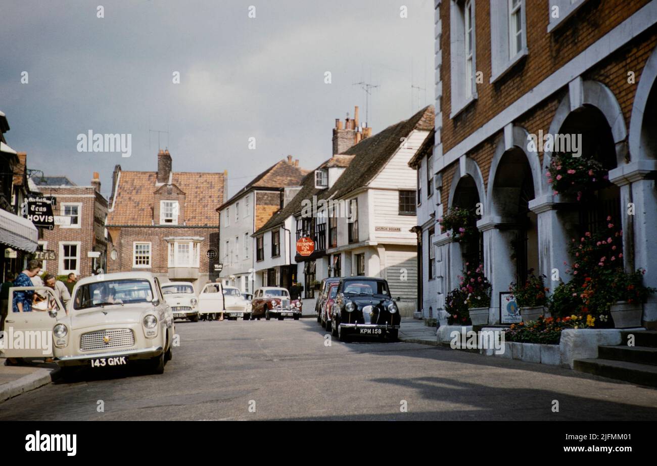 The Flushing Inn and historic buildings, Market Street, Rye, Kent, England, UK early 1960s Stock Photo