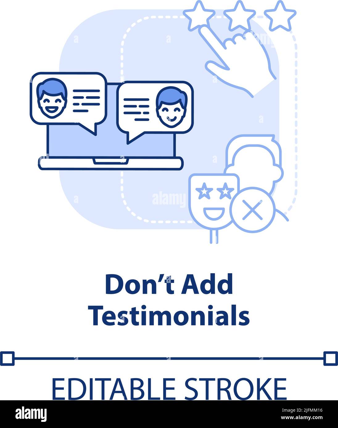 Dont add testimonials light blue concept icon Stock Vector