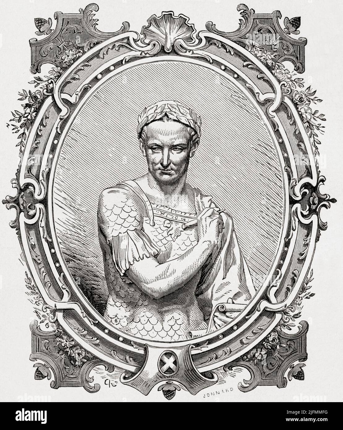 Gaius Julius Caesar, 100 BC – 44 BC. Roman general and statesman.  From Histoire de France, published 1855. Stock Photo