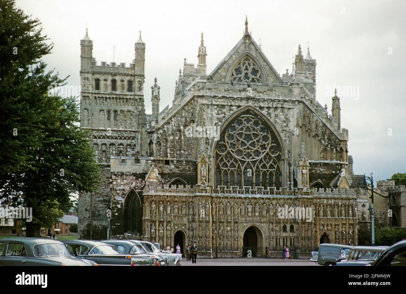 Exeter cathedral church west facade, Exeter, Devon, England, Uk early ...