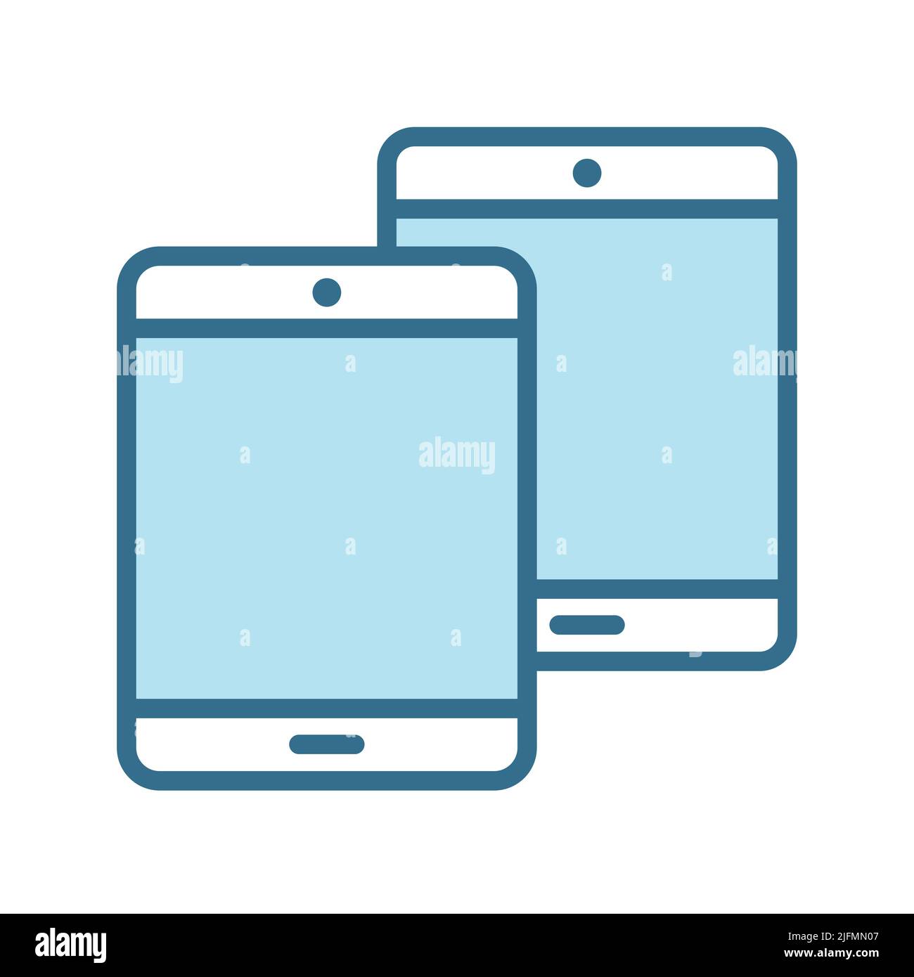 Tablets lineal blue icon isolated on white. Stock Vector