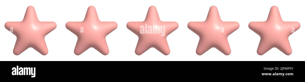 Five Stars Glossy Pink Colors Realistic 3d Design Of The Object For Five Stars Glossy Pink Colors Realistic 3d Design Of The Object For