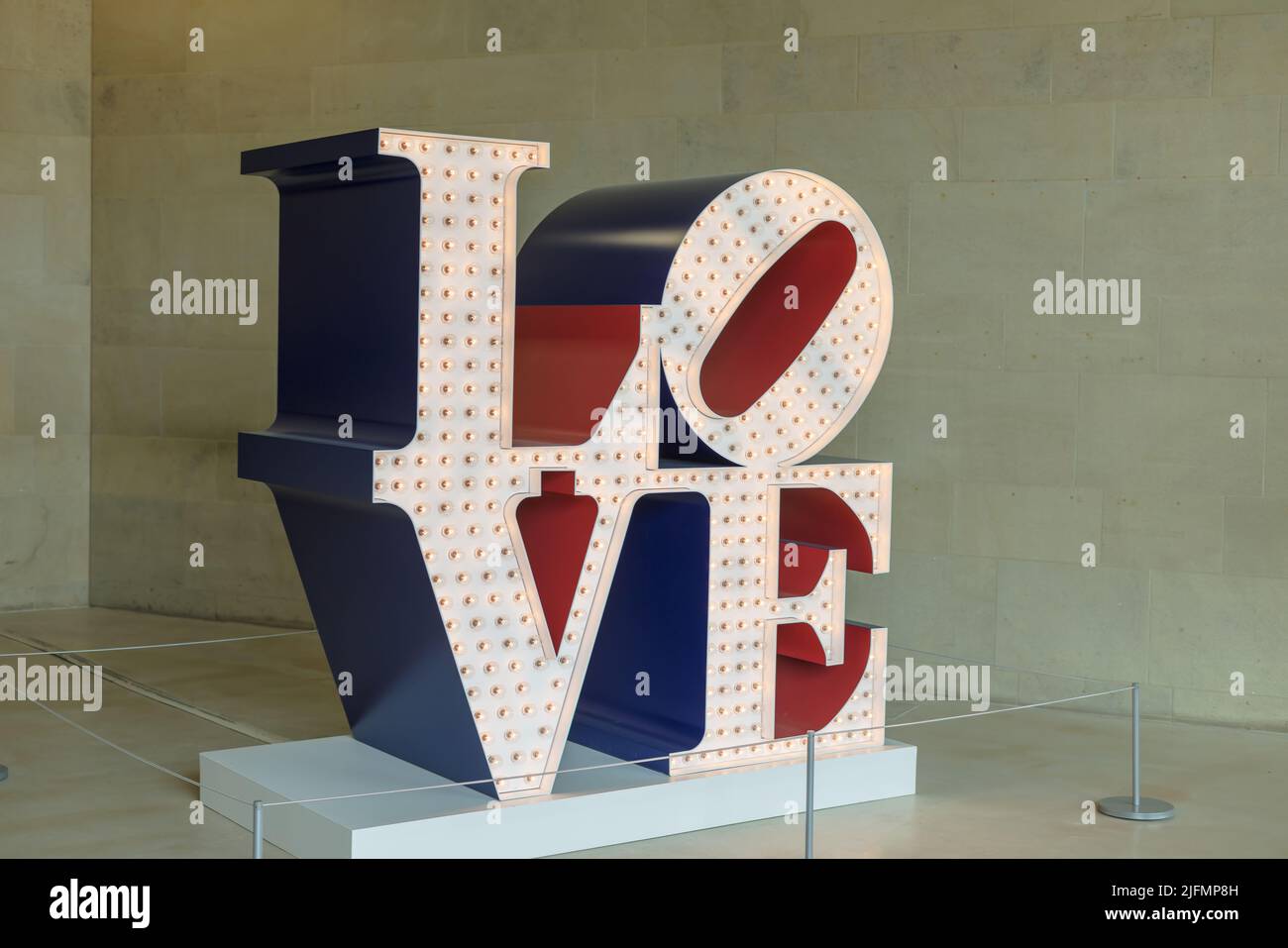 The Electric LOVE, 1966-2000 sculpture by Robert Indiana as displayed Yorkshire Sculpture Park, Wakefield, UK. Stock Photo