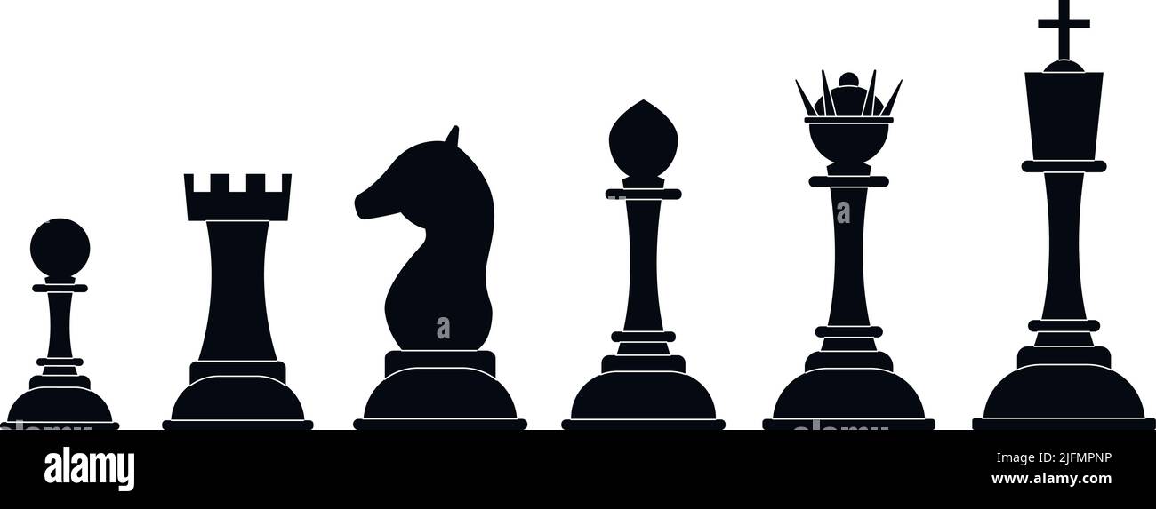 Chess piece icons with names board game black Vector Image