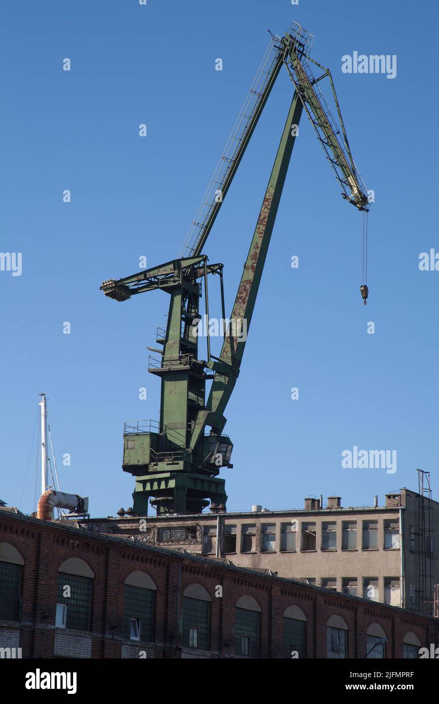 A crane at Gdansk Shipyard, Poland - żuraw, Stocznia Gdansk, Polska Stock Photo